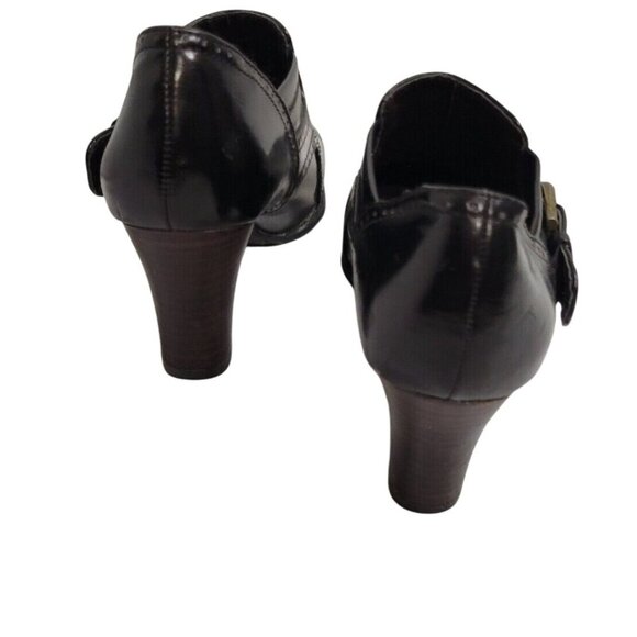 Etienne Aigner Black‎ Leather Ankle Boots Size 7.5 classic bohemian retro black - Picture 4 of 9